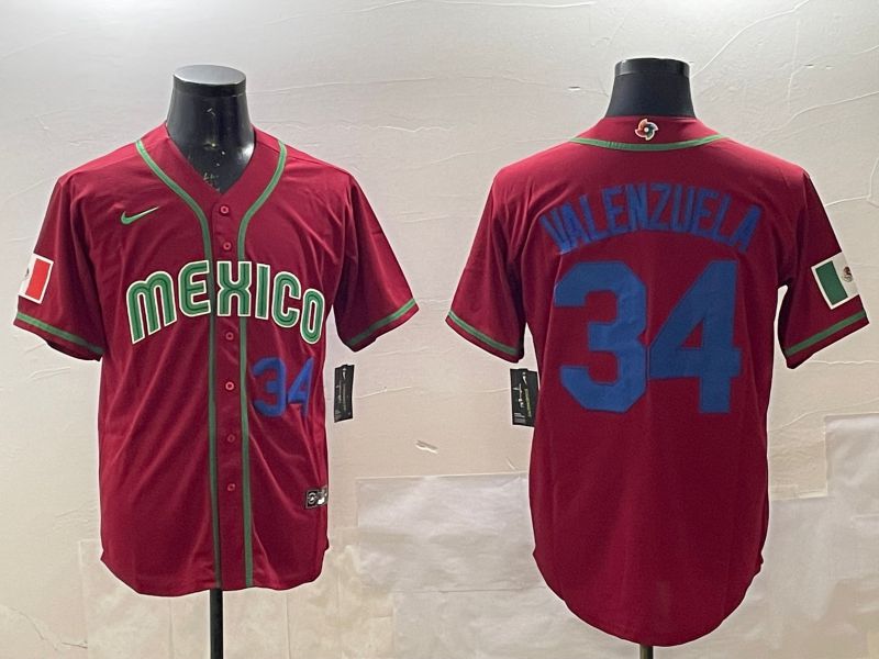 Men 2025 World Cub Mexico #34 Valenzuela Red Nike MLB Jersey style 2->more jerseys->MLB Jersey